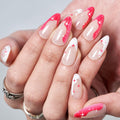 GLAMERMAID Cherry Red Press on Nails Medium Almond, Handmade Jelly Soft Gel Dark Red Glue on Nails Stiletto, Burgundy Emo Fake Nails Short Oval, Reusable Acrylic Stick on False Nails Kit for Women