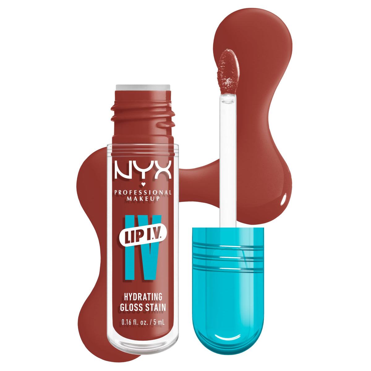 NYX PROFESSIONAL MAKEUP Lip IV Hydrating Glossy Lip Stain, Long-Lasting, Tinted, Vegan Formula with 12 HR Hydration - Petal Pourin' (Pink)