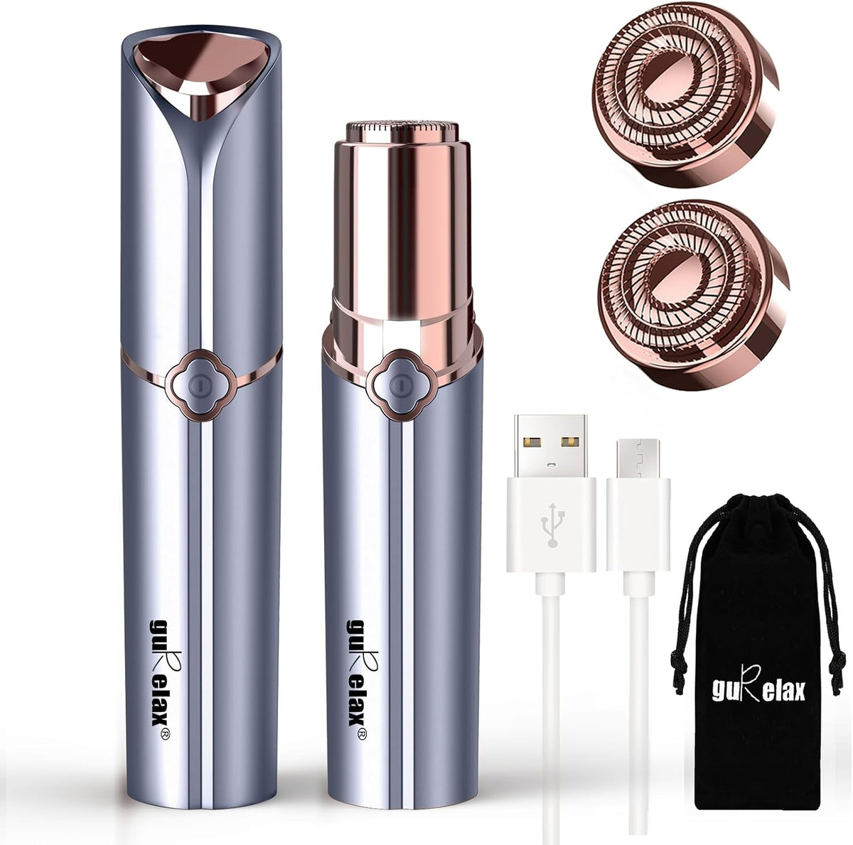 gurelax Facial Hair Removal for Women, Painless Face Shaver with 2 Heads