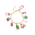 Christmas Charm Bracelet for Women,Santa Claus Snowman Tree Socks Pendant Bracelet,Adjustable Alloy Drop Bracelet for Women Xmas Party Costume Accessories Gift