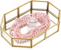 Hipiwe Mirror Glass Vanity Tray - Gold Ornate Makeup Organizer Perfume Tray