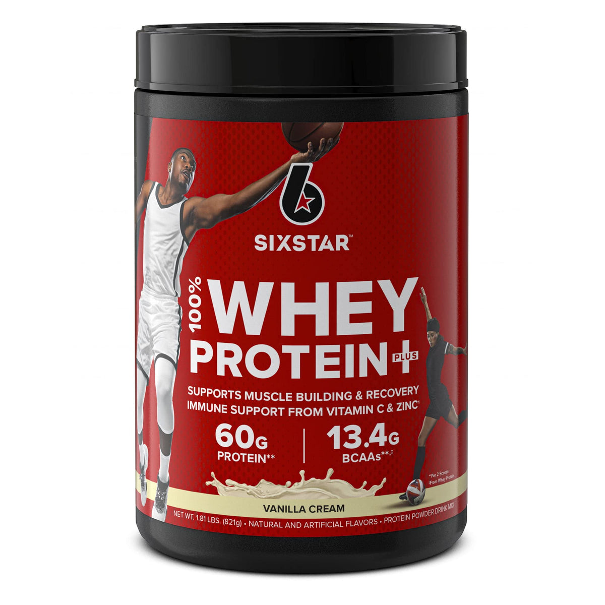 Six Star Whey Protein Powder Plus - Muscle Building & Recovery Formula with Whey Isolate Powder, BCAAs, 30g Protein, Immune Support - Post-Workout Supplement - Vanilla Cream, 1.8 lbs