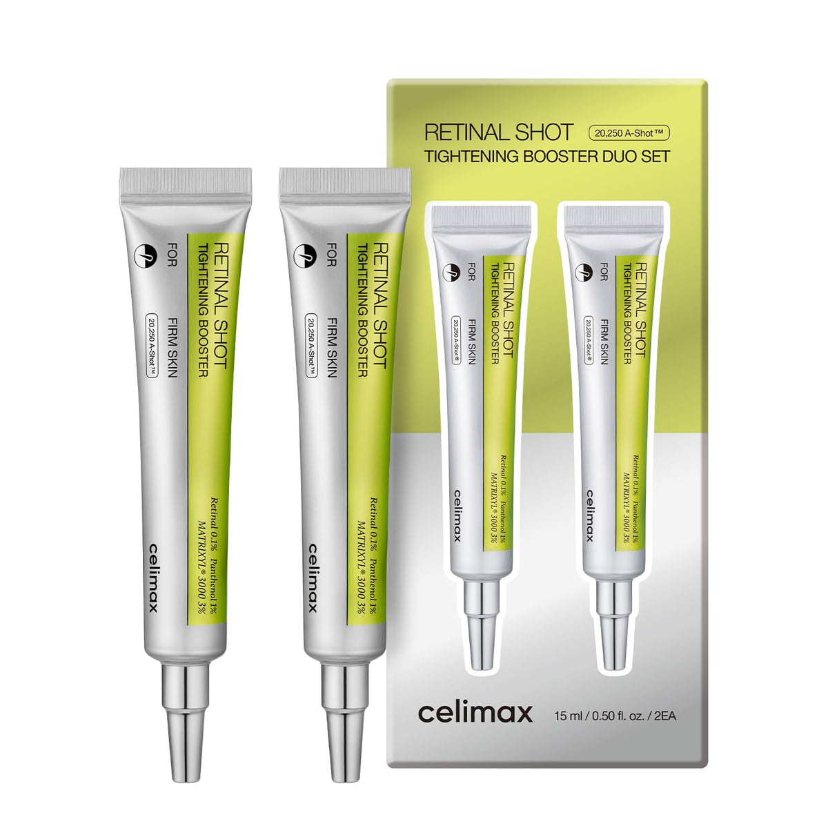 celimax The Vita A Retinal Shot Tightening Booster | 0.1% Retinal, 3% Matryxyl, High-Strength Retinoid for Anti-Aging, Pore Minimizer, Wrinkles & Fine Lines, Firmer Skin, 15ml, Korean Skin Care Gift