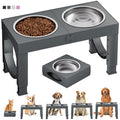XIAZ Elevated Dog Bowls Large Breed Raised Dogs Bowl Stand Large/Medium Sized Dog Stainless Steel Food Water Bowl Stands 5 Heights Adjustable 9/11/12/14in Black Pet Feeder Dish Station