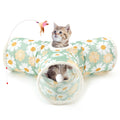 Tempcore Pet Cat Tunnel Tube Toys 3 Way Collapsible, Tunnels for Indoor Cats, Interactive Tube with Teaser Wand, Peek Holes & Hanging Ball, Black & Blue