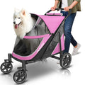Petbobi Dog Stroller for Large & Medium Dogs - Easy Fold Dual Entry Pet Stroller with One-Foot Brake, All Terrain Wagon Cart with Air Mesh, Ideal for Large Senior Pets up to 80 lbs, Black