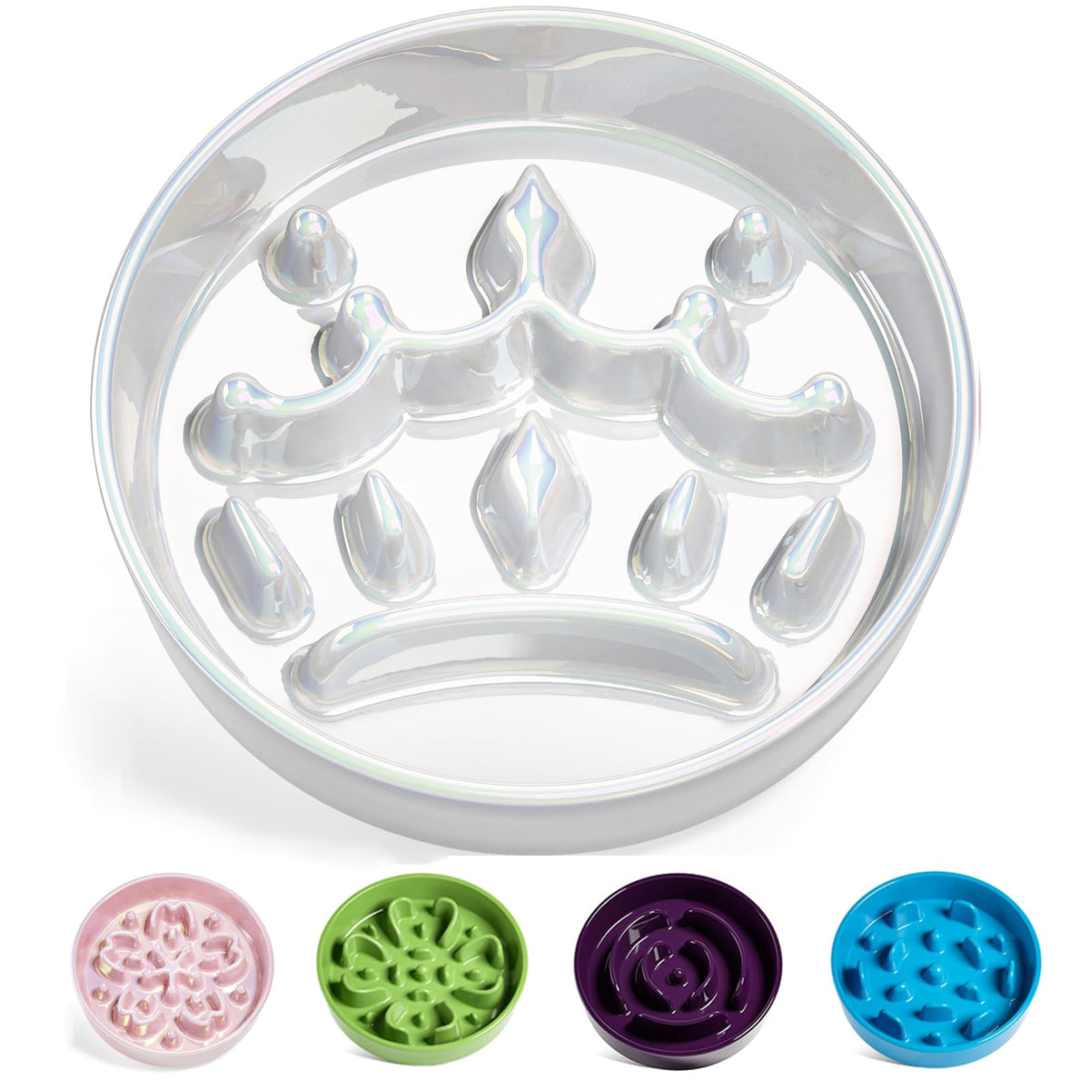 LE TAUCI Dog Bowls Slow Feeder Ceramic, 1.5 Cup Slow Feeding Bowl for Small and Medium Breed, Puzzle Dog Food Bowl for Fast Eater, Maze Purple
