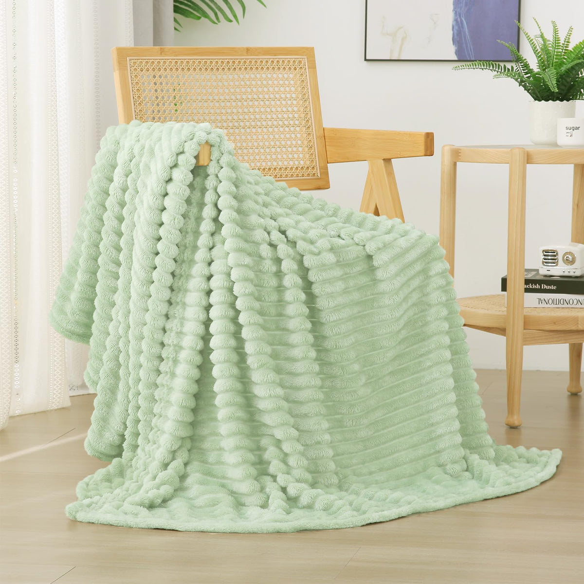 Burnt Orange Fleece Throw Blanket 50”×60” for Couch Sofa Livingroom