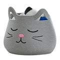 VK VK·LIVING Animal Baskets Large Woven Cotton Rope Storage with Cute Cat Design Laundry Organizer for Towels, Blanket, Toys, Clothes, Gifts – Cat Toy Box Pet or Baby Gift Baskets 15"Lx14H"