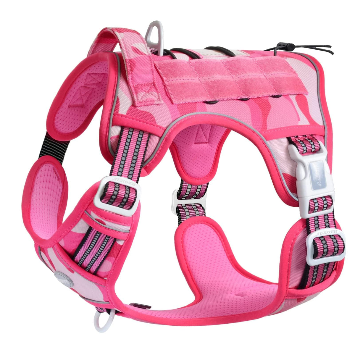 Auroth Tactical Dog Harness for Large Dogs No Pull Adjustable Pet Harness Reflective K9 Working Training Easy Control Pet Vest Military Service Dog Harnesses Army Yellow L
