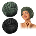Edoneery Reusable Shower Caps for Women, Waterproof Long Hair Bonnet | Washable Design, Wide Elastic Band, Large Fit, Holds Long Hair, Braids Friendly, Bath Accessories, Spa, Travel
