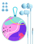 Teens Wired Earbuds with Case, 3.5mm Headphones for School,Berry Bows