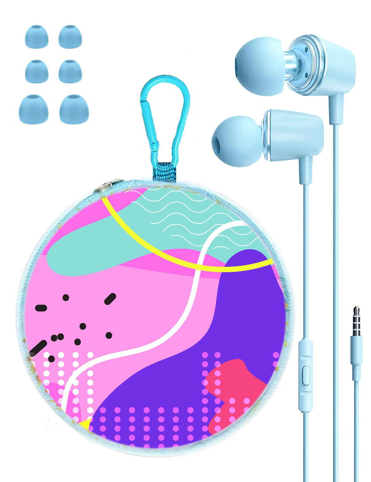 Teens Wired Earbuds with Case, 3.5mm Headphones for School,Berry Bows