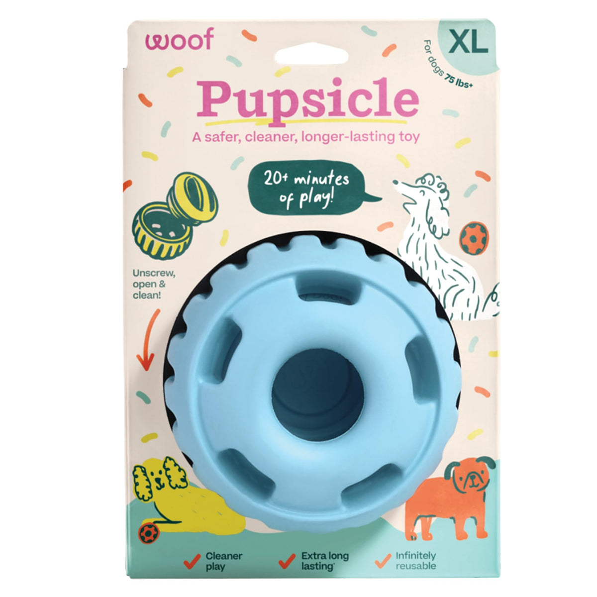 WOOF Pupsicle - Long-Lasting Interactive Dog Ball Toy to Keep Your Pup Busy and Distracted - Safe for Dogs - Low-Mess Design - Dog Toys for Medium and Large Dogs 25-75 lbs