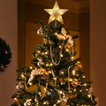 ODEETRONIC Christmas Star Tree Topper Lights, 9.5in UL Certified 3D Star Tree Topper, Double Sided Christmas Tree-top with 10 Count Incandescent Warm White Lights for Xmas Tree Home Decor, Gold