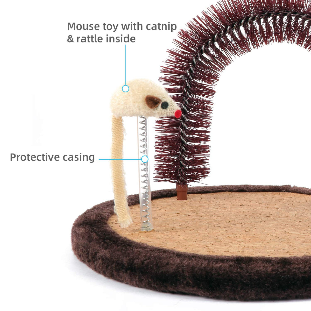 Happi N Pets Large Cat Self Groomer, Heavy Scratching Pad With Mouse Toy