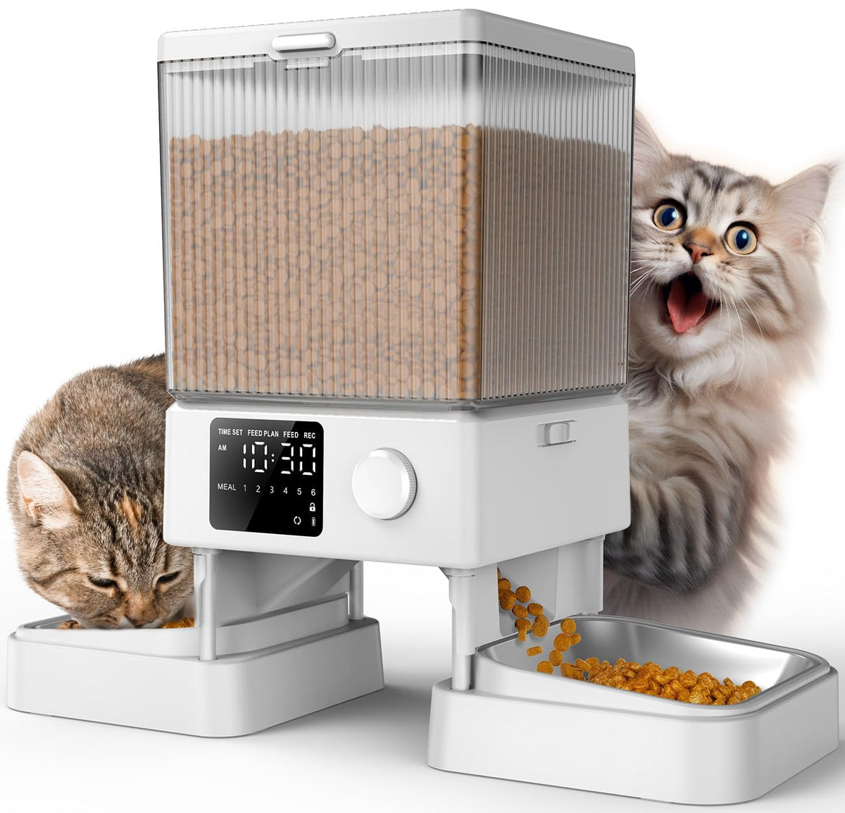 oneisall Automatic Cat Feeder for 2 Cats, 20 Cups/5L Automatic Cat Food Dispenser for Small Pets Indoor, Timed Cat Feeder for Dry Food