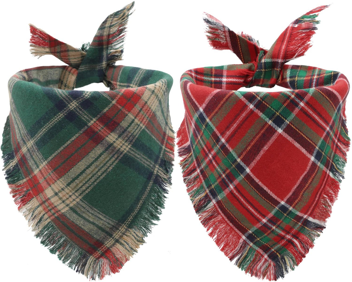 Fall Dog Bandanas 2PCS Halloween Pumpkin Spider Web Large Dogs | 2PCS reversible dog bandanas for fall & Halloween & Thanksgiving.Orange plaid/pumpkin/Spider Web design.Fits medium-large dog