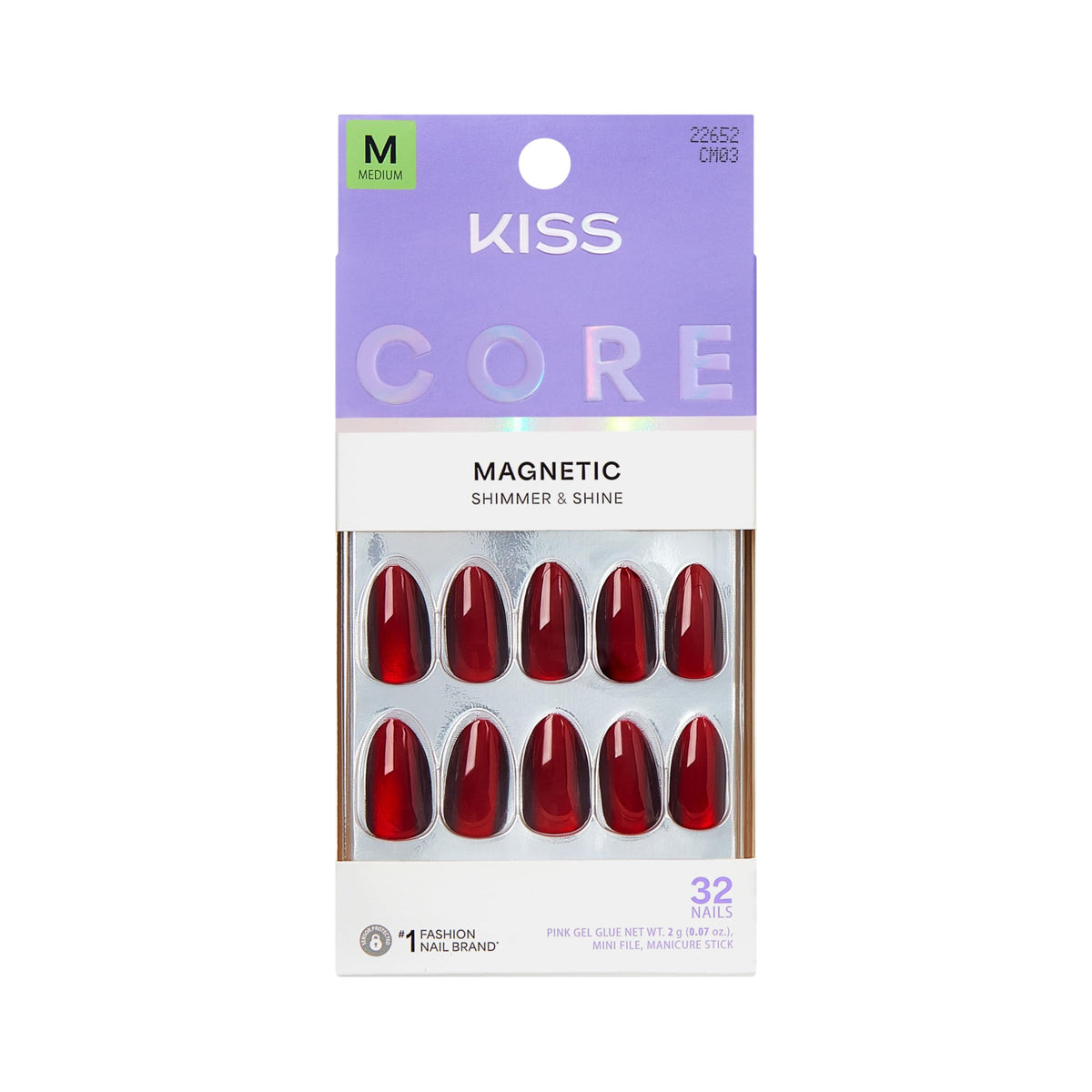 Kiss Core, Press On Nails, Nail glue included, 'Lyrical', White, Short Size, Almond Shape, Includes 32 Nails, 2g Glue, 1 Manicure Stick, 1 Mini File