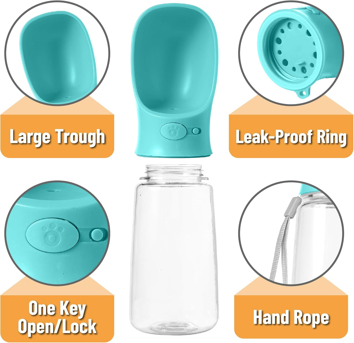 Mr. Pen- Portable Dog Water Bottle, 19 oz, Large | Leak Proof Puppy Water Dispenser with Drinking Feeder for Pets, Outdoor Walking, Hiking, Travel, Not Dishwasher Safe
