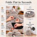 Fluffy Cat Tunnel Bed Under Christmas Tree, Plush Warm Brown