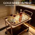 2 PCS Bar Cart Tray, Gold Mirror Tray with Handles for Home Decor