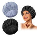 Edoneery Reusable Shower Caps for Women, Waterproof Long Hair Bonnet | Washable Design, Wide Elastic Band, Large Fit, Holds Long Hair, Braids Friendly, Bath Accessories, Spa, Travel