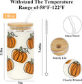 Joyseller 18oz Fall Pumpkin Iced Coffee Glass Cup with Lid & Straw
