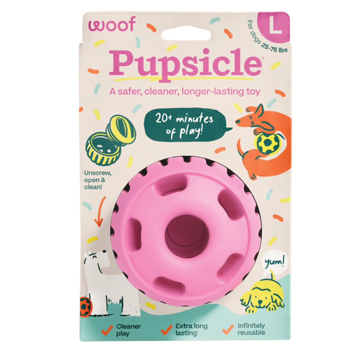 WOOF Pupsicle - Long-Lasting Interactive Dog Ball Toy to Keep Your Pup Busy and Distracted - Safe for Dogs - Low-Mess Design - Dog Toys for Medium and Large Dogs 25-75 lbs