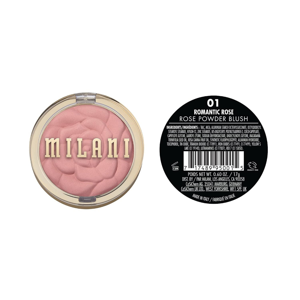 Milani Rose Blush, Powder Blush for Cheeks - Natural Matte - Romantic Rose | Soft, Seamless-Blend Powder Blush With Buildable Color And A Natural Matte Finish. Shape, Contour & Highlight. Made In Italy