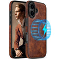 LOHASIC for iPhone 17 Leather Case, Magnetic Phone Case 6.3", Vintage Brown