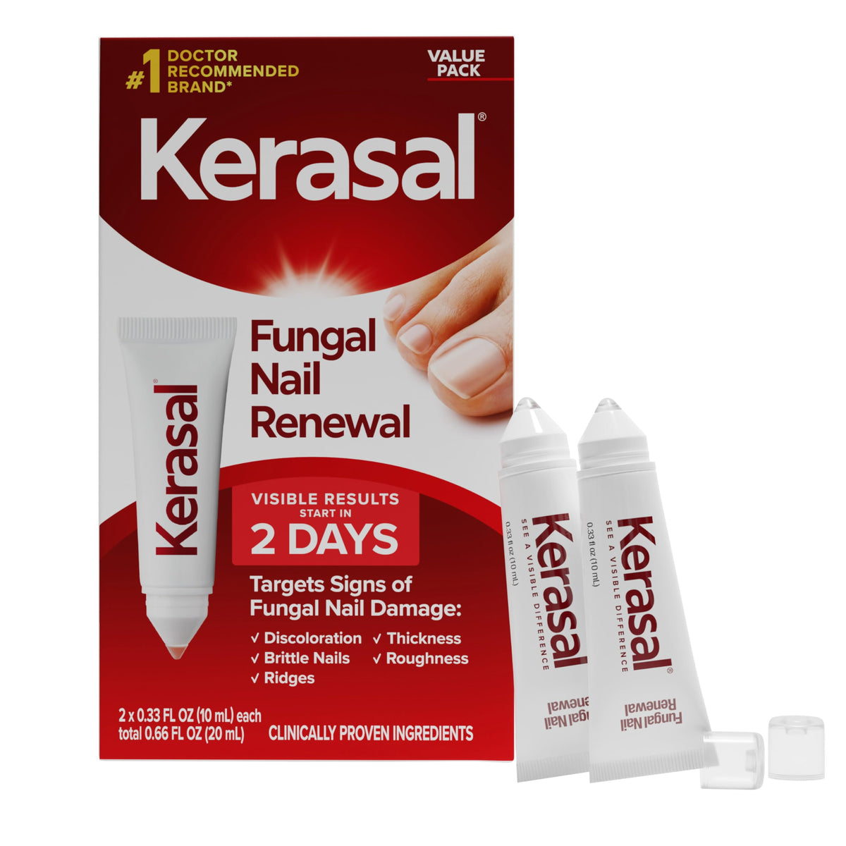 Kerasal Nail Renewal, Restorative Nail Repair for Damaged Nails, 0.33 fl oz (Packaging May Vary)