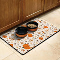 Fall Pumpkin Dog Food & Water Mat, Paw Prints Autumn Pet Feeding Mat for Floor Non-Slip Waterproof, Super Absorbent Cat Bowl Mat, Easy to Clean Eco-Friendly Durable Pet Placemat,12" × 20"