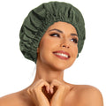 Edoneery Reusable Shower Caps for Women, Waterproof Long Hair Bonnet | Washable Design, Wide Elastic Band, Large Fit, Holds Long Hair, Braids Friendly, Bath Accessories, Spa, Travel