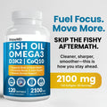 5-in-1 Fish Oil Omega 3 Supplements (2100mg) - Fish Oil with Vitamins D3 & K2 and CoQ10 - EPA DHA Omega 3 Supplement - Lemon Flavored Fatty Acid Supplements, Pack of 2