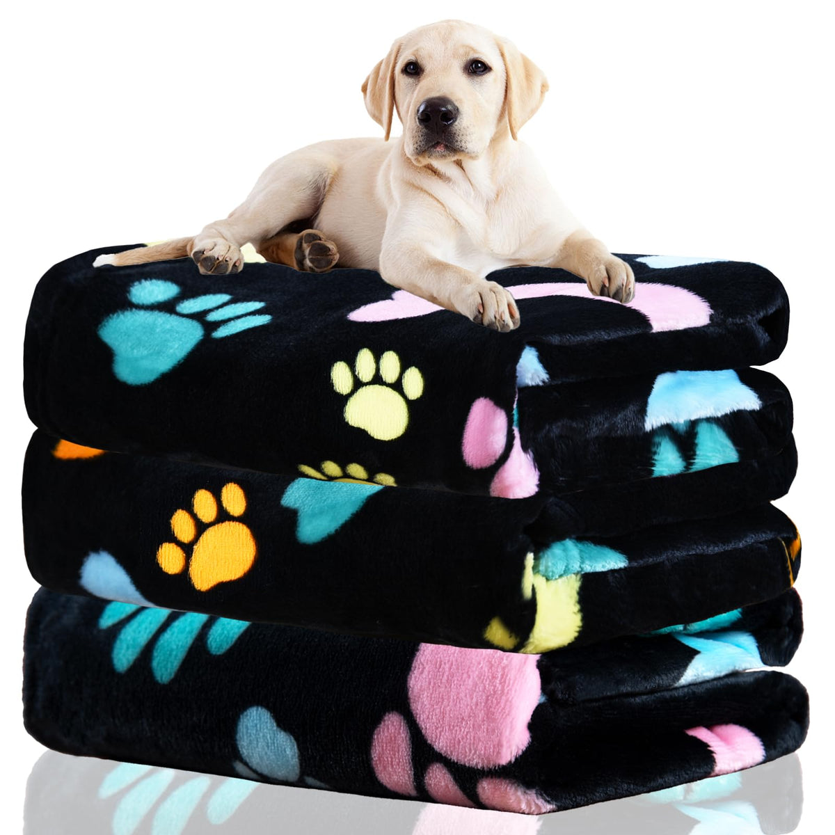 Rezutan 1 Pack 3 Blankets for Dogs, Dog Blanket for Large & Medium Pet Cat, Premium Soft Fluffy Suitable for Dog Kennels & Beds, Sofas, Gifts Puppy Essentials, 41x31inch, Gray/Blue/Beige