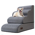 Aodisman Dog Stairs for Small Dogs and Cats,3-Step Pet Ramp for Bed & Couch | 15.7" H Non-Slip Sturdy Dog Steps with Curved Ramp for Senior,Short-Legged Dogs,Puppy and Cats to Reach Sofa or Chair,Grey
