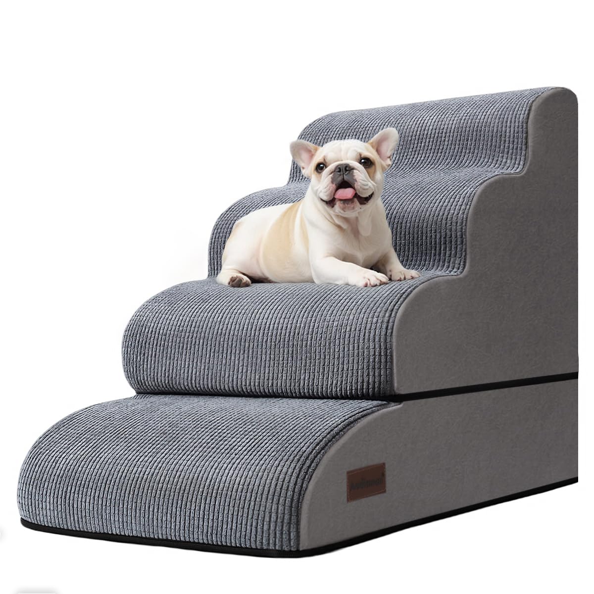 Aodisman Dog Stairs for Small Dogs and Cats,3-Step Pet Ramp for Bed & Couch | 15.7" H Non-Slip Sturdy Dog Steps with Curved Ramp for Senior,Short-Legged Dogs,Puppy and Cats to Reach Sofa or Chair,Grey
