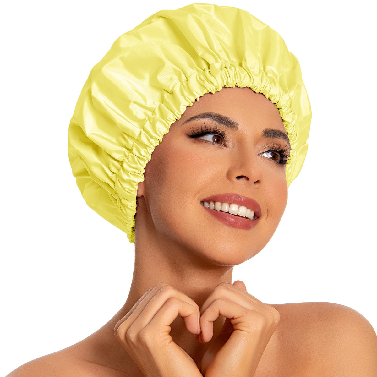 Edoneery Reusable Shower Caps for Women, Waterproof Long Hair Bonnet | Washable Design, Wide Elastic Band, Large Fit, Holds Long Hair, Braids Friendly, Bath Accessories, Spa, Travel