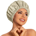 Edoneery Reusable Shower Caps for Women, Waterproof Long Hair Bonnet | Washable Design, Wide Elastic Band, Large Fit, Holds Long Hair, Braids Friendly, Bath Accessories, Spa, Travel