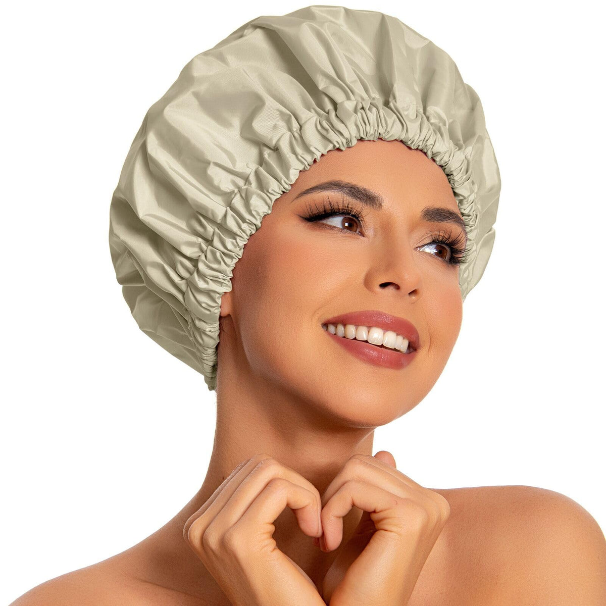Edoneery Reusable Shower Caps for Women, Waterproof Long Hair Bonnet | Washable Design, Wide Elastic Band, Large Fit, Holds Long Hair, Braids Friendly, Bath Accessories, Spa, Travel