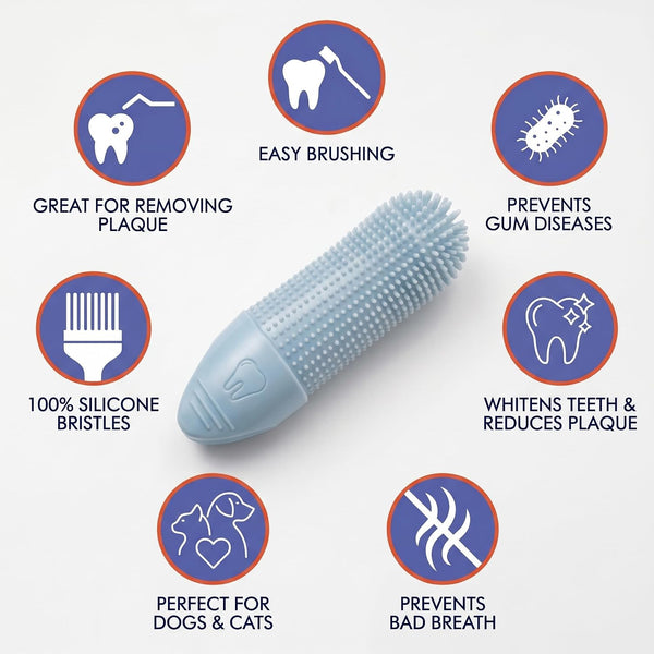 Hampton Distribution 4-Pack Pet Dental Care Kit - 360° Silicone Dog & Cat Finger Pet Toothbrush