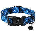 Fall Plaid Dog Collar with Maple Leaf Charm – Adjustable Autumn Checkered Dog Collar for Small Medium Large Dogs, Soft Cotton Puppy Collars with Quick Release Buckle and Metal D-Ring