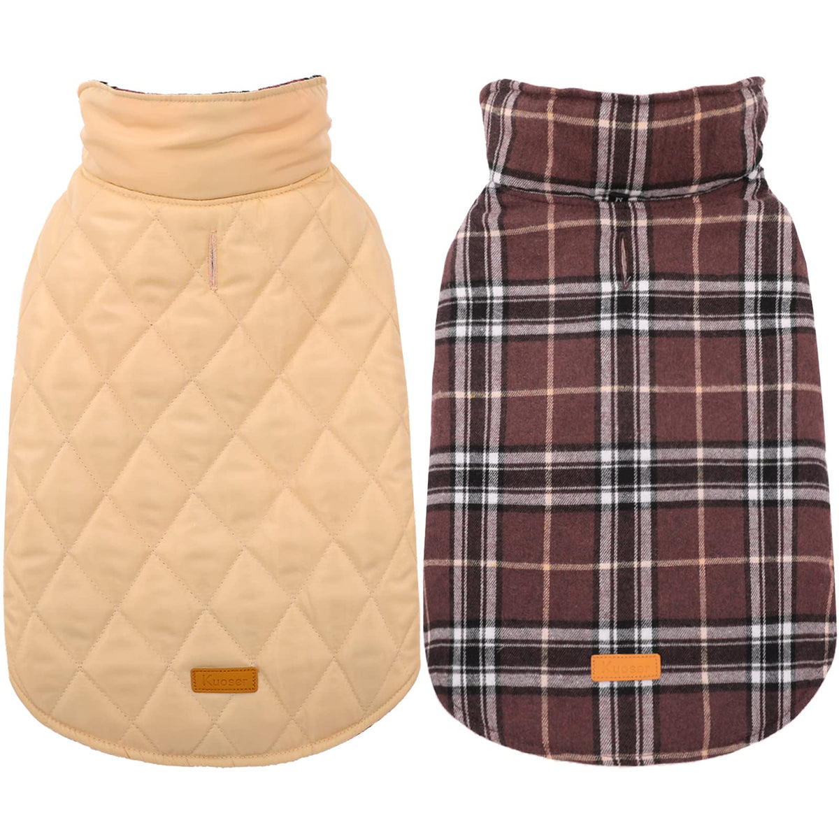 Kuoser Waterproof Dog Coat, Warm Reversible Dog Jacket with Leash Hole