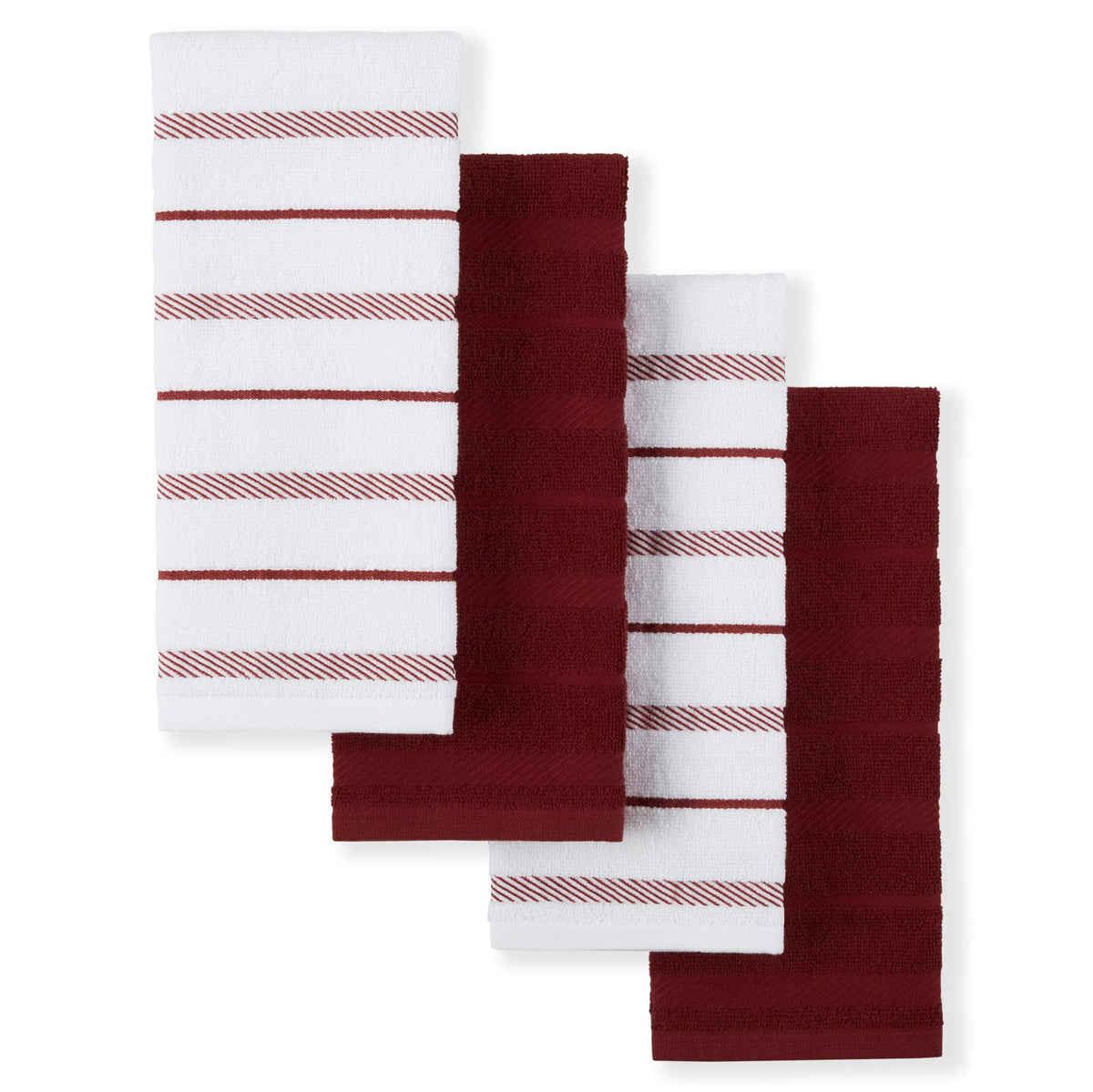 KitchenAid Albany Kitchen Towel 4-Pack Set, Honey Orange/White, 16"x26"