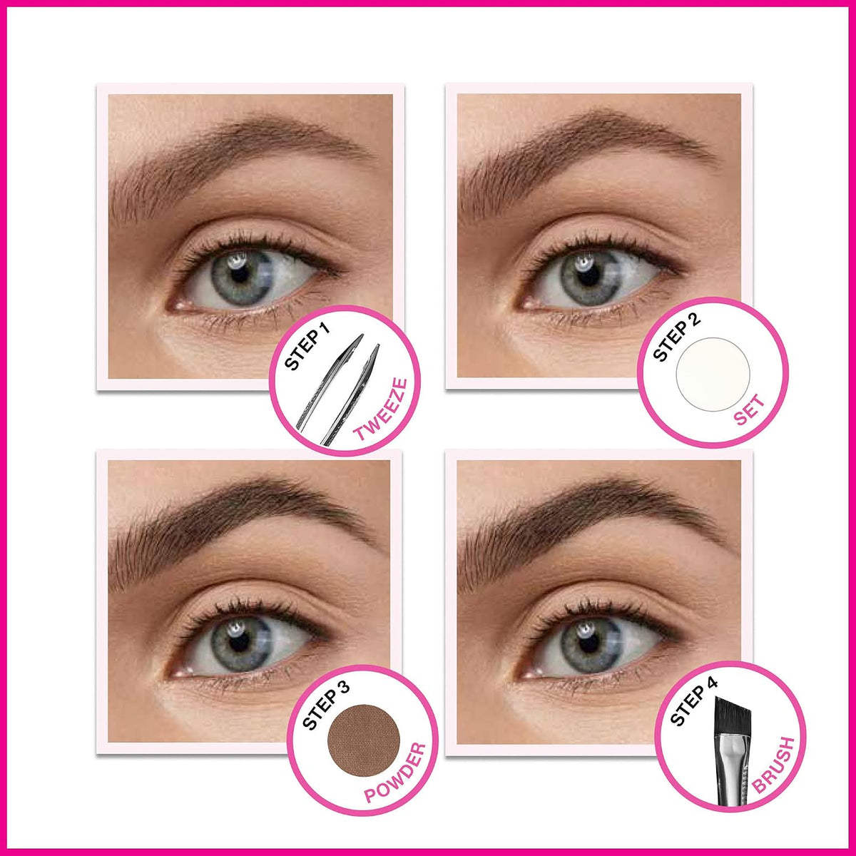 wet n wild Ultimate Eyebrow Makeup Kit, Long-Lasting Matte Brow Powder, Tweezers, Wax & Brush, Built-In Mirror, Purse-Friendly Compact - Dark Brown