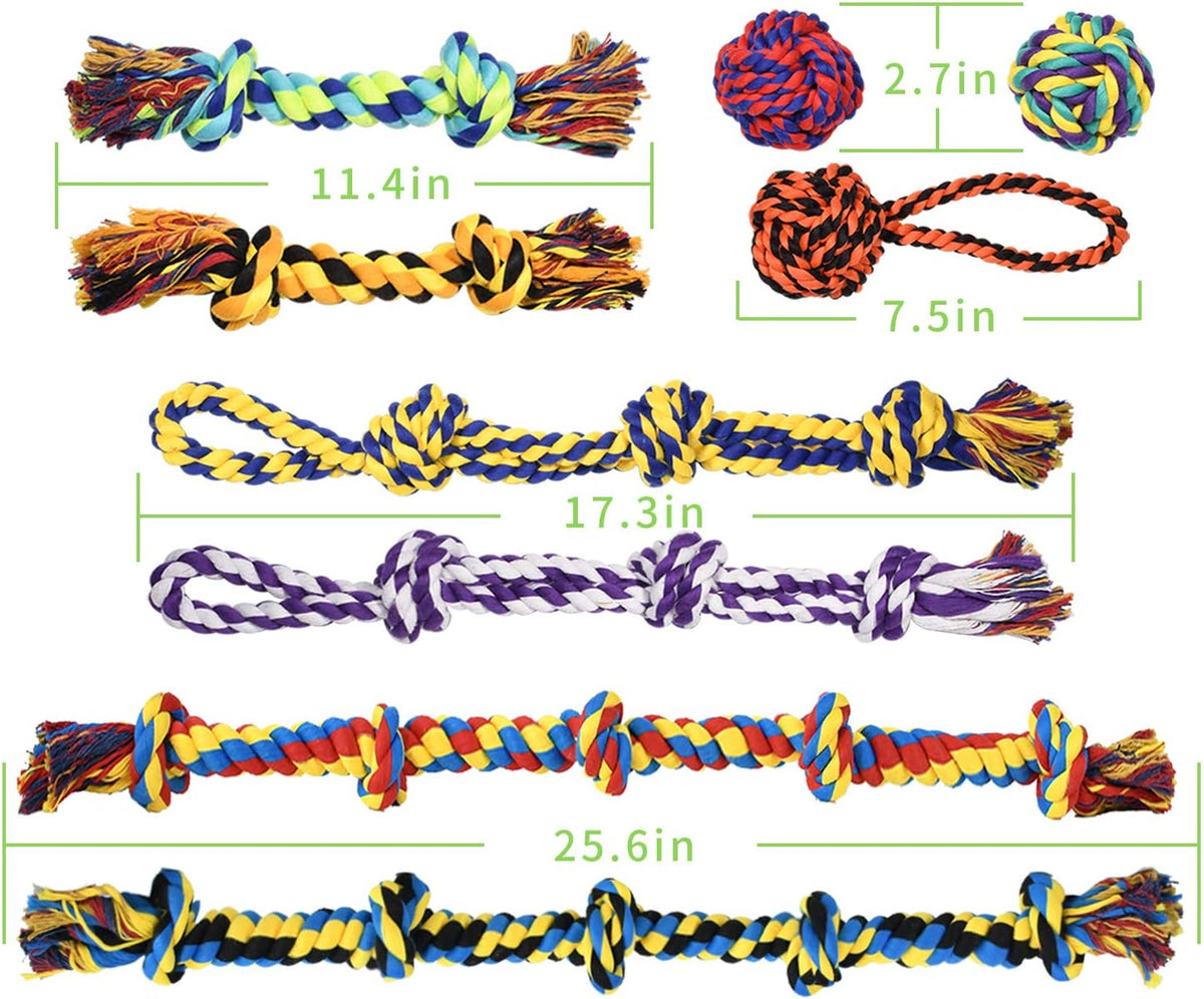 SHARLOVY Large Tough Chew Toys for Aggressive Chewers Large Breed,Heavy Duty Dental Rope Toys Kit for Medium Dogs,5 Knots Indestructible Cotton Puppy Teething Chew Tug Toy Set of 9