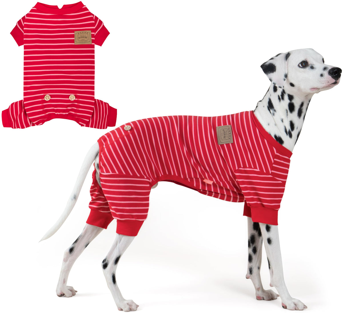 KYEESE Striped Dog Pajamas for Medium Large Dog Stretchy Onesie Daily Wear