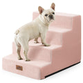 COZY KISS Dog Stairs for Small Dogs, 5 Tier Wider Pet Stairs for High Beds, 23.6" H Non-Slip Dog Steps for Old Cats, Puppies, Small Medium Dogs, 19.7x29.5x23.6 inch, Beige