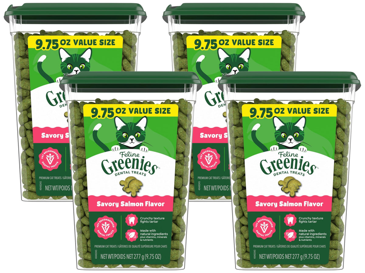 Greenies Cat Treats, Feline Veterinarian-Recommended Adult Natural Dental Cat Treats, Savory Salmon Flavor, 4.6 oz. Pouch